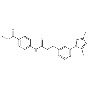 methyl 4-(2-((6-(3,5-dimethyl-1H-pyrazol-1-yl)pyrimidin-4-yl)thio)acetamido)benzoate Structure