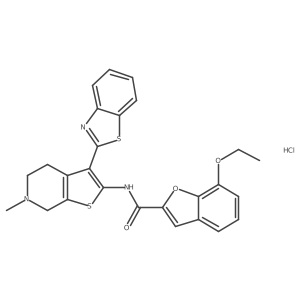 N-(3-(benzo[d]thiazol-2-yl)-6-methyl-4,5,6,7-tetrahydrothieno[2,3-c]pyridin-2-yl)-7-ethoxybenzofuran-2-carboxamide hydrochloride结构式