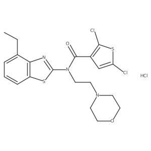 2,5-dichloro-N-(4-ethylbenzo[d]thiazol-2-yl)-N-(2-morpholinoethyl)thiophene-3-carboxamide hydrochloride结构式