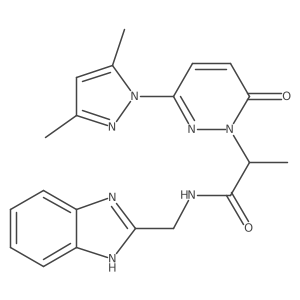 N-((1H-benzo[d]imidazol-2-yl)methyl)-2-(3-(3,5-dimethyl-1H-pyrazol-1-yl)-6-oxopyridazin-1(6H)-yl)propanamide结构式