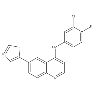 N-(3-chloro-4-fluorophenyl)-6-(5-thiazolyl)-4-quinolinamine结构式
