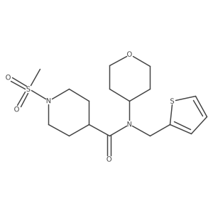 1-(methylsulfonyl)-N-(tetrahydro-2H-pyran-4-yl)-N-(thiophen-2-ylmethyl)piperidine-4-carboxamide Structure