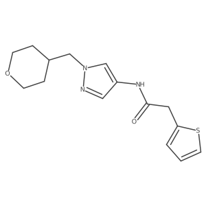 N-(1-((tetrahydro-2H-pyran-4-yl)methyl)-1H-pyrazol-4-yl)-2-(thiophen-2-yl)acetamide结构式