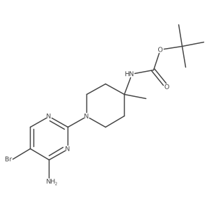 tert-Butyl (1-(4-amino-5-bromopyrimidin-2-yl)-4-methylpiperidin-4-yl)carbamate Structure