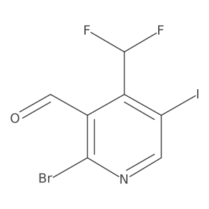 2-Bromo-4-(difluoromethyl)-5-iodonicotinaldehyde结构式