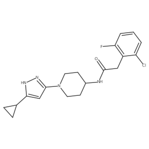2-(2-chloro-6-fluorophenyl)-N-[1-(5-cyclopropyl-1H-pyrazol-3-yl)piperidin-4-yl]acetamide结构式