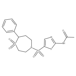 N-(5-((1,1-dioxido-7-phenyl-1,4-thiazepan-4-yl)sulfonyl)thiazol-2-yl)acetamide Structure