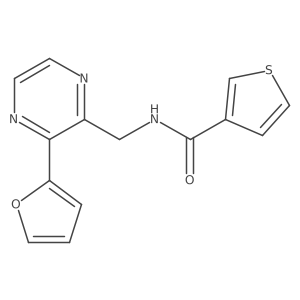 N-((3-(furan-2-yl)pyrazin-2-yl)methyl)thiophene-3-carboxamide结构式