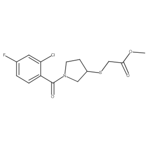 Methyl 2-((1-(2-chloro-4-fluorobenzoyl)pyrrolidin-3-yl)thio)acetate Structure