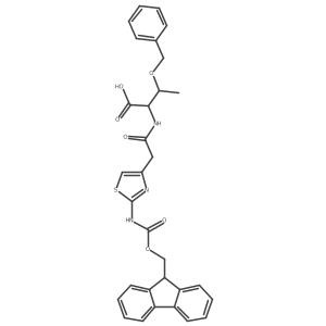 (2R,3S)-3-(benzyloxy)-2-{2-[2-({[(9H-fluoren-9-yl)methoxy]carbonyl}amino)-1,3-thiazol-4-yl]acetamido}butanoic acid结构式