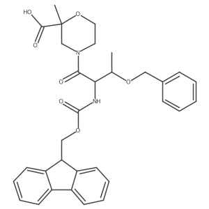 4-[(2R,3S)-3-(benzyloxy)-2-({[(9H-fluoren-9-yl)methoxy]carbonyl}amino)butanoyl]-2-methylmorpholine-2-carboxylic acid结构式