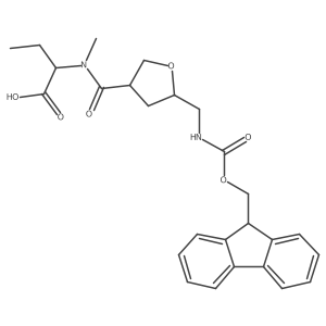 rac-2-{1-[(3R,5R)-5-[({[(9H-fluoren-9-yl)methoxy]carbonyl}amino)methyl]oxolan-3-yl]-N-methylformamido}butanoic acid结构式