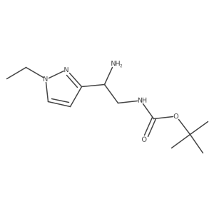 tert-butyl N-[2-amino-2-(1-ethyl-1H-pyrazol-3-yl)ethyl]carbamate结构式