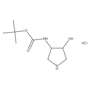 (3R,4S)-(4-Hydroxy-pyrrolidin-3-yl)-carbamic acid tert-butyl ester hydrochloride结构式