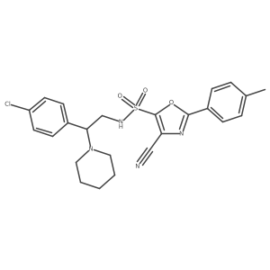 N-(2-(4-chlorophenyl)-2-(piperidin-1-yl)ethyl)-4-cyano-2-(p-tolyl)oxazole-5-sulfonamide Structure
