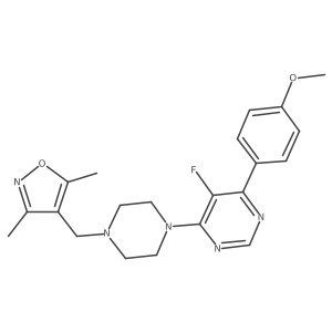 4-{4-[(3,5-Dimethyl-1,2-oxazol-4-yl)methyl]piperazin-1-yl}-5-fluoro-6-(4-methoxyphenyl)pyrimidine Structure