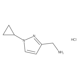 (1-Cyclopropyl-1H-pyrazol-3-yl)methanamine hydrochloride结构式