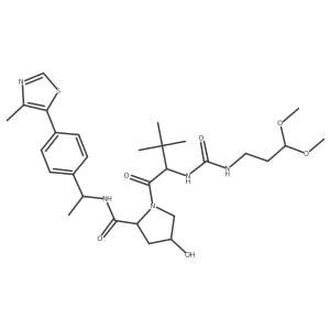 (2S,4R)-1-[(2S)-2-(3,3-dimethoxypropylcarbamoylamino)-3,3-dimethyl-butanoyl]-4-hydroxy-N-[(1S)-1-[4-(4-methylthiazol-5-yl)phenyl]ethyl]pyrrolidine-2-carboxamide结构式