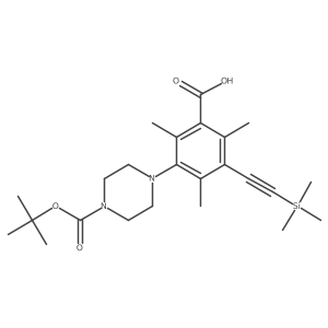 3-{4-[(Tert-butoxy)carbonyl]piperazin-1-yl}-2,4,6-trimethyl-5-[2-(trimethylsilyl)ethynyl]benzoic acid Structure