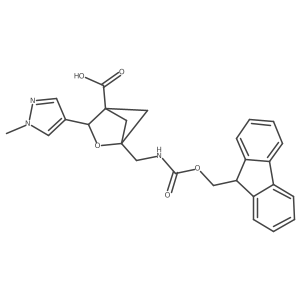 1-[({[(9H-fluoren-9-yl)methoxy]carbonyl}amino)methyl]-3-(1-methyl-1H-pyrazol-4-yl)-2-oxabicyclo[2.1.1]hexane-4-carboxylic acid结构式
