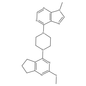 9-methyl-6-{4-[2-(methylsulfanyl)-5H,6H,7H-cyclopenta[d]pyrimidin-4-yl]piperazin-1-yl}-9H-purine Structure