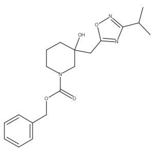 Benzyl 3-hydroxy-3-{[3-(propan-2-yl)-1,2,4-oxadiazol-5-yl]methyl}piperidine-1-carboxylate结构式