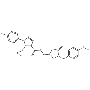 5-cyclopropyl-1-(4-fluorophenyl)-N-({1-[(4-methoxyphenyl)methyl]-5-oxopyrrolidin-3-yl}methyl)-1H-1,2,3-triazole-4-carboxamide结构式
