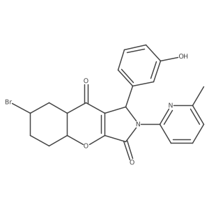 7-bromo-1-(3-hydroxyphenyl)-2-(6-methylpyridin-2-yl)-4a,5,6,7,8,8a-hexahydro-1H-chromeno[2,3-c]pyrrole-3,9-dione Structure