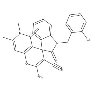 2'-Amino-1-(2-chlorobenzyl)-6',7'-dimethyl-2,5'-dioxo-5',6'-dihydrospiro[indoline-3,4'-pyrano[3,2-c]pyridine]-3'-carbonitrile结构式