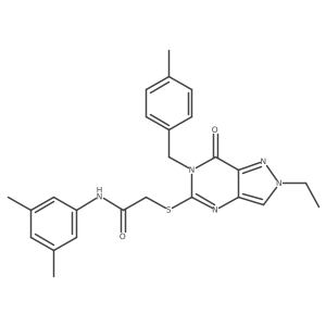 N-(3,5-dimethylphenyl)-2-((2-ethyl-6-(4-methylbenzyl)-7-oxo-6,7-dihydro-2H-pyrazolo[4,3-d]pyrimidin-5-yl)thio)acetamide结构式