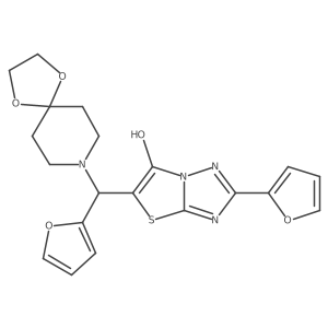 2-(Furan-2-yl)-5-(furan-2-yl(1,4-dioxa-8-azaspiro[4.5]decan-8-yl)methyl)thiazolo[3,2-b][1,2,4]triazol-6-ol Structure