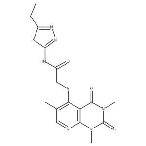 N-(5-ethyl-1,3,4-thiadiazol-2-yl)-2-((1,3,6-trimethyl-2,4-dioxo-1,2,3,4-tetrahydropyrido[2,3-d]pyrimidin-5-yl)thio)acetamide结构式