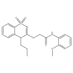 2-[(1,1-dioxido-4-propyl-4H-1,2,4-benzothiadiazin-3-yl)thio]-N-(2-methoxyphenyl)acetamide结构式