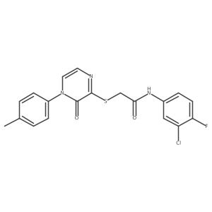 N-(3-chloro-4-fluorophenyl)-2-((3-oxo-4-(p-tolyl)-3,4-dihydropyrazin-2-yl)thio)acetamide结构式