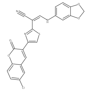 (2E)-3-(1,3-benzodioxol-5-ylamino)-2-[4-(6-chloro-2-oxo-2H-chromen-3-yl)-1,3-thiazol-2-yl]prop-2-enenitrile Structure