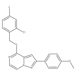 4-[(2-Chloro-4-fluorobenzyl)thio]-2-(4-methoxyphenyl)pyrazolo[1,5-a]pyrazine结构式