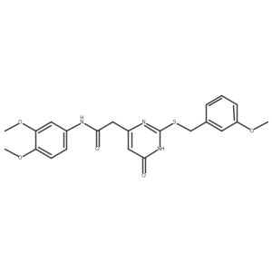 N-(3,4-dimethoxyphenyl)-2-(2-((3-methoxybenzyl)thio)-6-oxo-1,6-dihydropyrimidin-4-yl)acetamide结构式