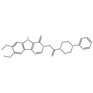 COc1cc2[nH]c3c(=O)n(CC(=O)N4CCN(c5ccccn5)CC4)cnc3c2cc1OC结构式
