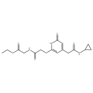Ethyl 2-(2-((4-(2-(cyclopropylamino)-2-oxoethyl)-6-oxo-1,6-dihydropyrimidin-2-yl)thio)acetamido)acetate Structure