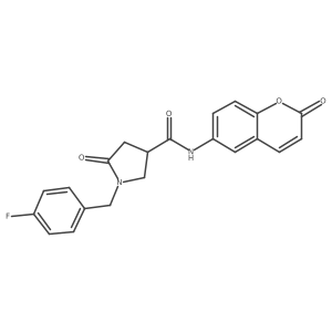 1-(4-fluorobenzyl)-5-oxo-N-(2-oxo-2H-chromen-6-yl)pyrrolidine-3-carboxamide结构式