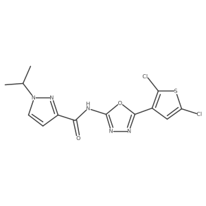N-(5-(2,5-dichlorothiophen-3-yl)-1,3,4-oxadiazol-2-yl)-1-isopropyl-1H-pyrazole-3-carboxamide Structure