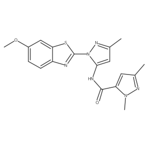 N-[1-(6-methoxy-1,3-benzothiazol-2-yl)-3-methyl-1H-pyrazol-5-yl]-1,3-dimethyl-1H-pyrazole-5-carboxamide Structure