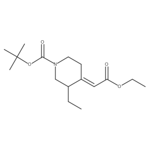 1,1-Dimethylethyl (4E)-4-(2-ethoxy-2-oxoethylidene)-3-ethyl-1-piperidinecarboxylate结构式