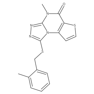 4-methyl-1-((2-methylbenzyl)thio)thieno[2,3-e][1,2,4]triazolo[4,3-a]pyrimidin-5(4H)-one结构式