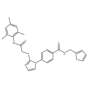 N-[(furan-2-yl)methyl]-4-[2-({[(2,4,6-trimethylphenyl)carbamoyl]methyl}sulfanyl)-1H-imidazol-1-yl]benzamide Structure
