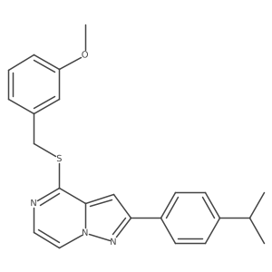 2-(4-Isopropylphenyl)-4-[(3-methoxybenzyl)thio]pyrazolo[1,5-a]pyrazine Structure
