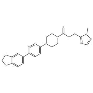 1-(4-(6-(benzo[d][1,3]dioxol-5-yl)pyridazin-3-yl)piperazin-1-yl)-2-((1-methyl-1H-tetrazol-5-yl)thio)ethanone结构式