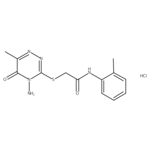 2-((4-amino-6-methyl-5-oxo-4,5-dihydro-1,2,4-triazin-3-yl)thio)-N-(o-tolyl)acetamide hydrochloride结构式