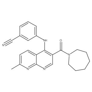 3-{[3-(Azepane-1-carbonyl)-7-methyl-1,8-naphthyridin-4-yl]amino}benzonitrile Structure
