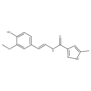 N'-[(E)-(4-hydroxy-3-methoxyphenyl)methylidene]-3-methyl-1H-pyrazole-5-carbohydrazide结构式
